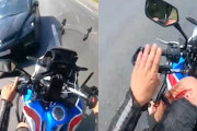 トラックの追い越しに失敗して左足を破壊されてしまったライダーの映像が(((ﾟДﾟ)))
