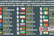 【悲報】イギリス「助けて！EU抜けたから東欧人の代わりにベトナム人を入れたら犯罪率1位になった！」