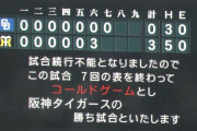 阪神、降雨コールドで6連勝！今季初の首位奪取！！