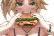 【FGO】ハンバーガーを食べるモーさん！！　大口開けてるモーさんかわいいね！