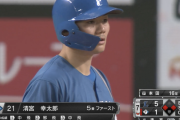 日ハム清宮  1,2塁で中飛  満塁で中飛 1,3塁で左飛