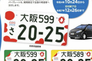 大阪万博仕様のナンバープレートをご覧ください。