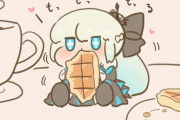 【FGO】ワッフルを食べてるミニモルガン様！！　美味しそうに食べますね！！