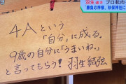４Ａという「自分」に成る「今年の絵馬だそうです 神社の受付に大切に保管されているそうです 羽生さんの願いが叶いますように」