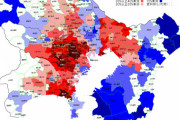 【画像】首都圏の大卒率を表した地図、いくらなんでも闇が深すぎるｗｗｗｗｗｗｗｗ