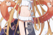 【FGO】水着のアビーちゃんイラスト！！　足に猫が抱き着いてるのかわいいなw