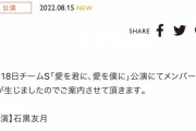 SKE488月18日のチームS公演石黒友月が休演、石塚美月が出演に変更