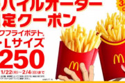 【期間限定】本日から「マックフライポテト M・Lサイズ」が250円！！！！！