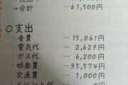【悲報】北大JD、とんでもない家計簿を披露