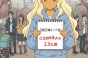 25年1～11月出生数64万人　2.5％減、通年で最少も
