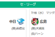 7/16セリーグ順位 神========-巨=横=広-中==========-ヤク