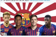 スペイン紙がバルセロナ選手団の背景に旭日旗を使用　韓国発狂