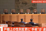 【LGBT勝利速報】最高裁「手術無しで戸籍の性別変更できます」男性の身体のまま女性になる事が可能に