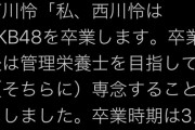【AKB48】西川怜「卒業後は管理栄養士になります」