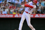 大谷翔平 .304 44HR 20盗塁 OPS1.066 防御率3.14 10勝5敗 132回 奪三振率11.39←これ