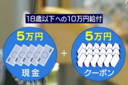 「現金5万円＋クーポン5万円給付 」⇒ 事務経費1200億円！ 現金一括より900億円も高い！