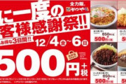 かつやさん、12/4から三日間500円キャンペーンを開催