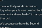 アメリカ人「アメリカに強制収容所みたいな歴史がないのは武器を持つ権利があるからだ！」→「…歴史の勉強しろ」