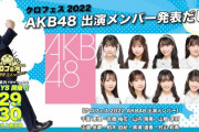 【AKB48】山内瑞葵・山邊歩夢『クロフェス2022 』を不出演。　代役は岡田梨奈・岩立沙穂