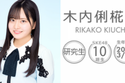 SKE48 研究生 木内俐椛子が卒業を発表・・・