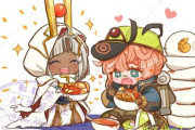【FGO】ゴッホマイナーちゃんとツタンカーメンイラスト！！　いっぱい食べてるゴッホちゃん可愛いです！！