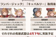 【グラブル】4月下旬予定だったランバージャック・キャバルリーの英雄武器が5月中旬に実装延期、開発進行の遅延のため