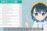 【画像】お絵かき系Vtuberさん、初めての自作PCで60万円もかけてしまうｗｗｗｗｗｗ