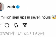 Metaのマーク･ザッカーバーグ｢Threadsのユーザー数､7時間で1000万人超えたわ｣