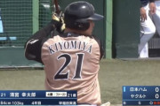 清宮幸太郎(2軍) .255(55-14) 1本 8打点 10四球 15三振 OPS.764