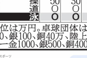 金メダル報奨金、中国１億円　日本５００万円www 夢も希望もなかった…