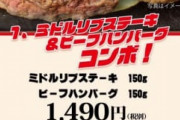 【朗報】いきなりステーキさん、起死回生のステーキハンバーグフェアを開催！！