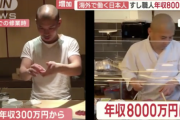 【朗報】寿司職人さん、出稼ぎでアメリカに行ったら年収300万から8000万円へ大幅アップしてしまうｗｗｗｗｗｗｗｗｗｗ