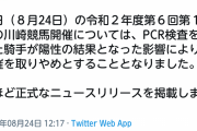 【競馬】今日の川崎競馬中止・・騎手1人が新型コロナウイルス陽性