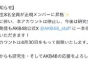 【悲報】「AKB48研究生」公式アカウント終了のお知らせ