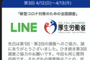 【定期】厚労省からLINE第3回調査来たやつｗｗｗｗ