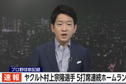 ヤクルト村上5打席連続ホームラン　プロ野球新記録