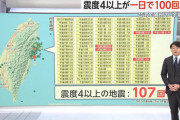 台湾、震度4以上が1日100回越え