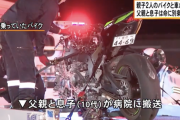 息子を後ろに乗せ父親が運転…国道1号線で親子が乗ったバイクが右折車と衝突、転倒し2人とも病院に搬送