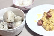【にじさんじ】健屋「全然盛れてないんですけどかぶと豚肉のゆかりクリーム煮 ツナトマトチーズオムレツです」