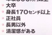 婚活女子「普通の男の条件がこちら」
