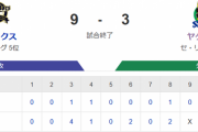 【試合結果】ヤクルト3-9オリックス　サイスニード4回5失点…13安打も3得点で大敗