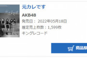 【AKB48】『元カレです』5日目売上1,599枚