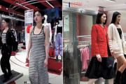 動かないマネキンの代わりに商品を着た人間がルームランナーで歩く中国の斬新アパレル展示スタイル
