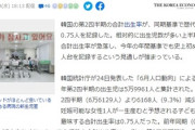 【悲報】韓国の出生率、驚愕の前代未聞の0.75人になりそうwywywy