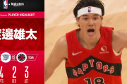 【NBA】ラプターズがサンダーに1点差で敗戦…渡邊雄太は18分4得点3アシストの献身的な働き