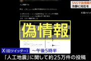 能登半島地震の原因を『人工地震』と主張する投稿２５万件　８５０万回近く閲覧されたものも