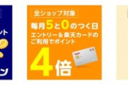 楽天市場､1万2000円以上で使える1200円オフクーポン配布 全ショップポイント2倍･リピート購入ポイント2倍を開始 39キャンペーンと楽天カード利用で4倍も