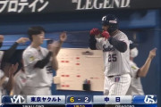 ２打席連続！ヤクルト・サンタナが根尾から３ランホームラン