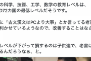 ひろゆき「日本の教育レベルは、OECD72カ国の最低レベルだそうです。下がって損するのは子供達で、老害は逃げ切るんだろうなぁ」