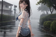 【画像】美少女JK、突然の雨に降られてびしょ濡れになってしまう